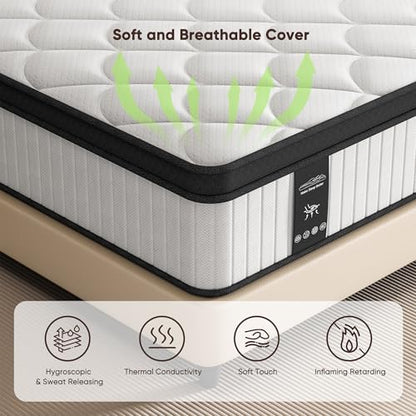 Mattress Queen Size, 12 Inch Hybrid Queen Mattress in a Box, Medium Firm, view 4