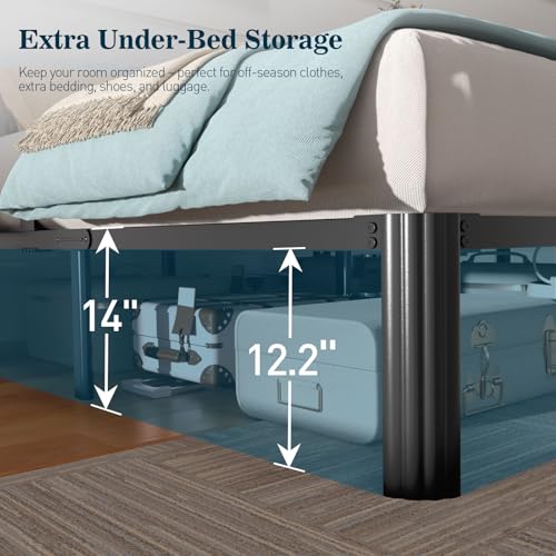 Full Size Bed Frame,14 Inch 3500LBS Heavy Duty Metal Platform NoSqueaking, view 5