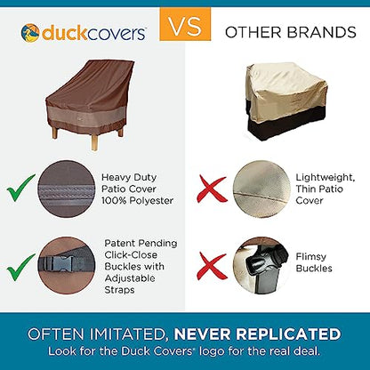 DUCKCOVERS Ultimate Waterproof Patio Sofa Cover, Outdoor Couch Cover with All Weather Protection, Patio Furniture Covers with Attachment Strap, 77W x 35D x 35H inch, Outdoor Sofa Cover