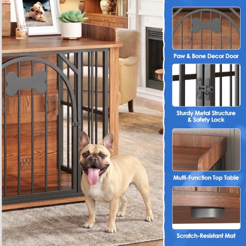 39.3" Dog Crate Furniture, Wooden Dog Kennel Indoor, view 5