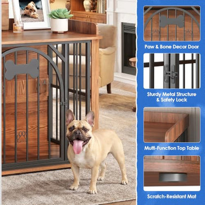 39.3" Dog Crate Furniture, Wooden Dog Kennel Indoor, view 5