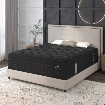 King Size Mattress 14inch,King Hybrid Mattress in a Box, Black, view 2