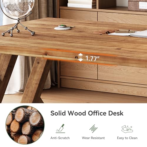 63" Solid Wood Executive Desk for Home Office, view 6