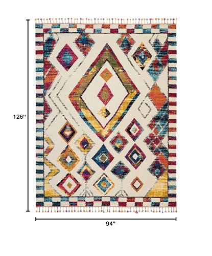 Home Moroccan Casbah Ivory Multicolor 7'10" x 10'6" Area Rug - Easy Clean, Non Shedding, Bed Room, Living Room, Dining Room, Kitchen (8' x 11')