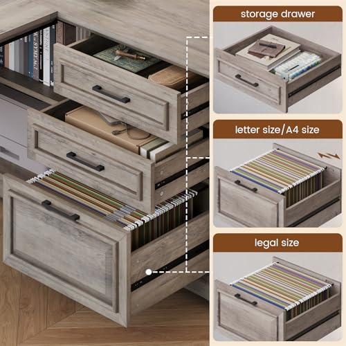 Farmhouse 61" Executive Office Desk with Drawers for Home Office, view 6