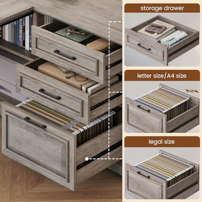 Farmhouse 61" Executive Office Desk with Drawers for Home Office, view 6