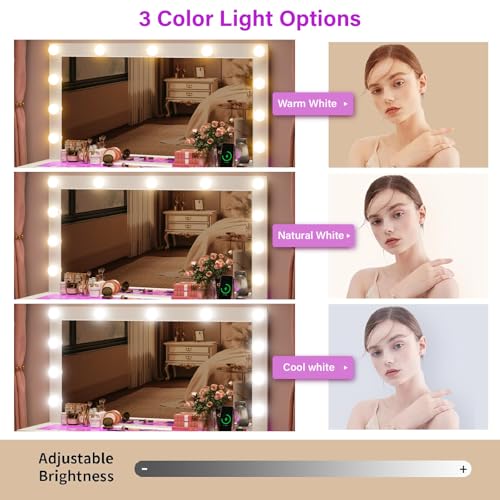 45" Large White Vanity Desk with Vibrant RGB Lighting., view 6