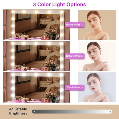 45" Large White Vanity Desk with Vibrant RGB Lighting., view 6
