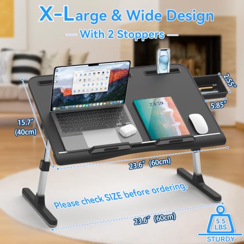Laptop Desk for Bed, X-Large Leather Adjustable Laptop Table, view 4