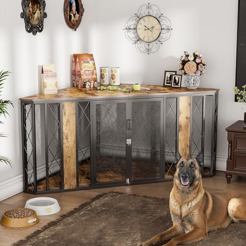 Spacesea Extra Large Corner Dog Crate Furniture, Heavy Duty Indoor Dog Kennel, view 2