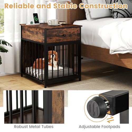 Dog Crate End Table with Charging Station, view 8