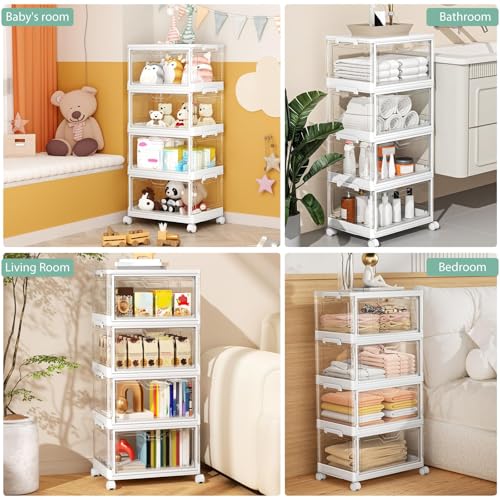 Clear Storage Bins with Lids - 4 Tier 23qt Plastic Stackable Bins, view 6
