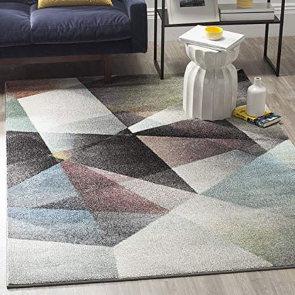 SAFAVIEH Porcello Collection Area Rug - 6'7" x 9', Grey & Multi, Modern Abstract Design, Non-Shedding & Easy Care, Ideal for High Traffic Areas in Living Room, Bedroom (PRL6939B)