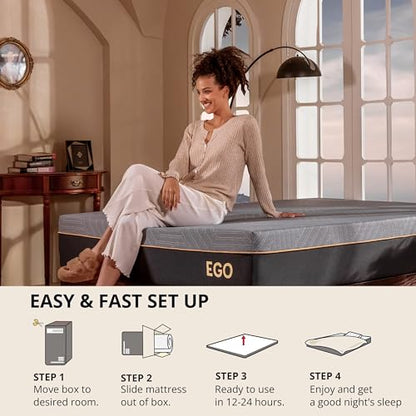 EGOHOME King 12 inch Memory Foam Mattress for Back Pain Relief Medium Firm, view 6