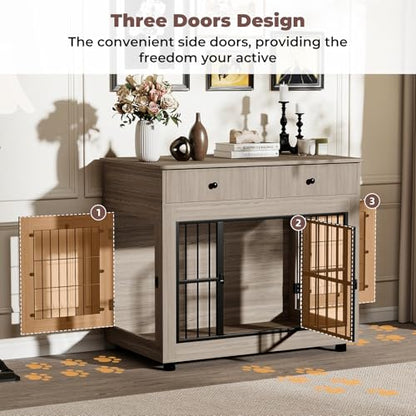 Dog Crate Furniture-Farmhouse Dog Kennel with Drawers, 40 Inch, view 7