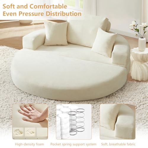 79" Foldable 2-in-1 Oversized Round Chaise Lounge, view 4