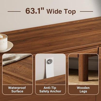 63" Mid-Century Modern Dresser for Bedroom, view 5