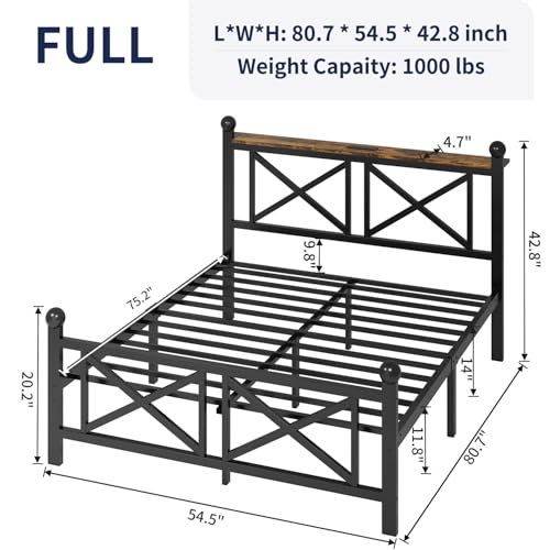DynJest Full Size Black Heavy Duty Bed Frame with LED Lights, view 3