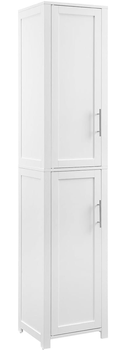 Savannah Linen Storage Cabinet, Laundry Room, Bathroom Organizer with Shelves, White