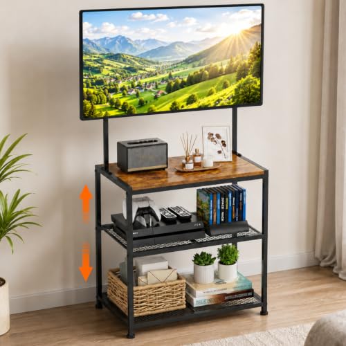 23 Inch to 50 Inch Floor Small Corner TV Stand with Storage Shelves for Living, view 2