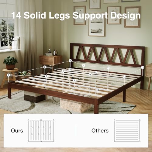 12inch King Bed Frame Wooden King Bed Frame and Headboard, view 4