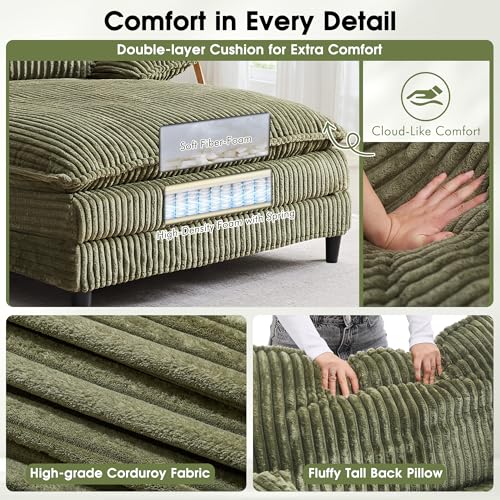 55" W Oversized Chaise Lounge Sofa Couch with 5-Position Adjustable Backrest, view 5