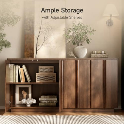 61" Sideboard Buffet Cabinet with Storage Walnut, view 4