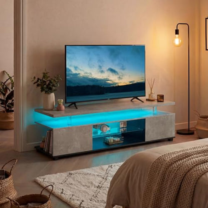 TV Stand for 70 Inch TV LED Gaming Entertainment Center Media Storage Console Table with Large Side Cabinet for Living Room Gray