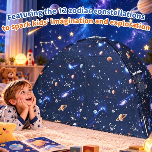 Twin Bed Toddler Canopy Tent for Kids, Space Galaxy Kids Indoor Sleep Tents, view 5