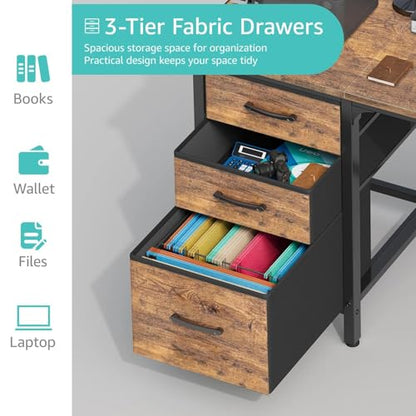 Computer Desk with File Drawers Cabinet, view 7