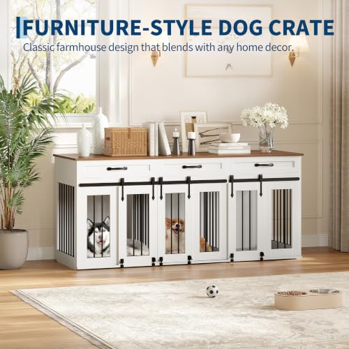 71'' Large Dog Crate for 2 Dogs,Dog Crate with 3 Drawer, view 8