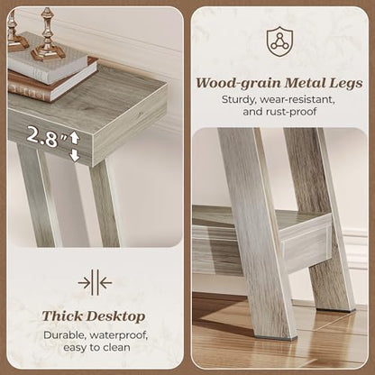Console Table with Charging Station, USB-C Port, 2 Tiers Entryway Table, 53.9 Inch Sofa Table with Metal Legs, Entry Hallway Table with Thicker Desktop, Modern Behind Couch Table, Grey