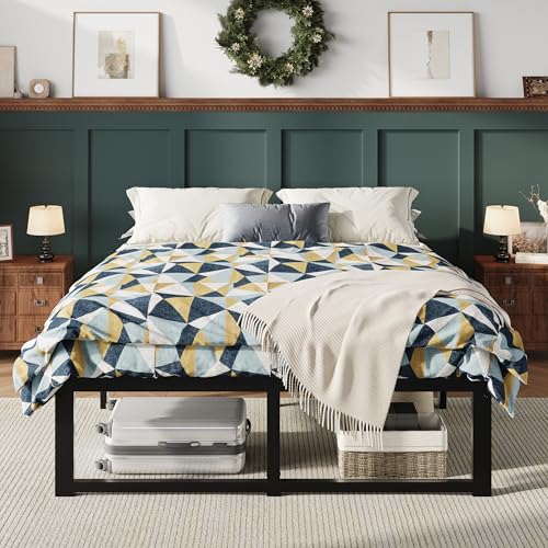 14 Inch Full Metal Bed Frame, 4000LBS Heavy Duty Support, Black, view 4