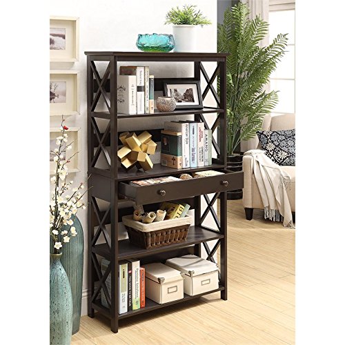 Oxford 5 Tier Bookcase with Drawer, Espresso