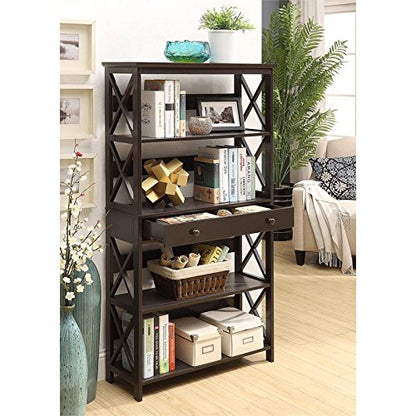 Oxford 5 Tier Bookcase with Drawer, Espresso