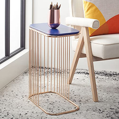 SAFAVIEH Home Collection Stafford Top Iron Living Room Accent Side Table ACC8005A, Blue/Gold
