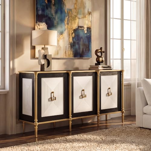 Black and Gold Sideboard Buffet Cabinet with Storage, view 2