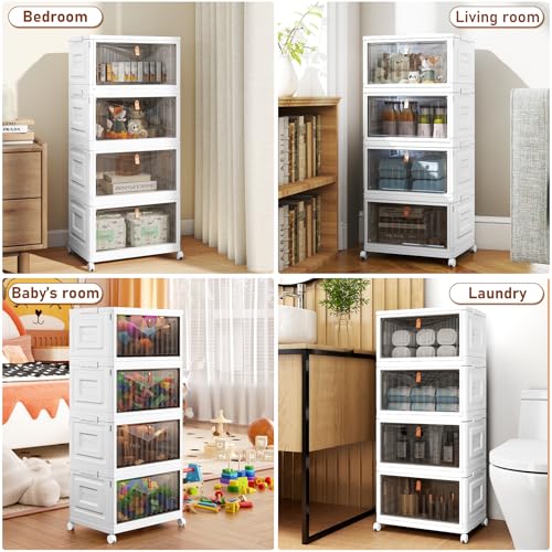 Closet Organizers and storage with Wheels, 23QT White, view 7