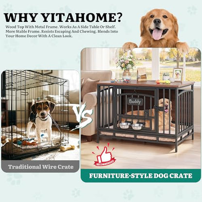 41.3" Heavy Duty Foldable Dog Crate Furniture for Medium Dogs, view 6