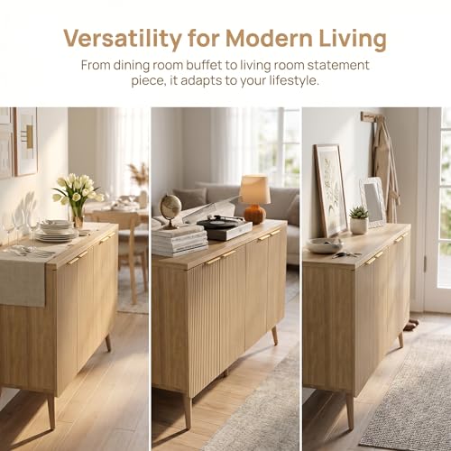 Fluted Sideboard Buffet Cabinet with Storage, view 7