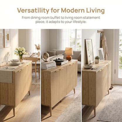 Fluted Sideboard Buffet Cabinet with Storage, view 7