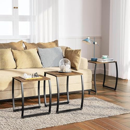 Nesting Tables, Vintage Side End Tables Living Room, Coffee Snack Table Set of 3, view 3