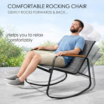 4-Piece Outdoor Patio Furniture Set with Textilene Chairs, Metal Conversation Set, Tempered Glass Coffee Table, Powder-Coated Steel Frame for Garden, Poolside, Backyard Gray