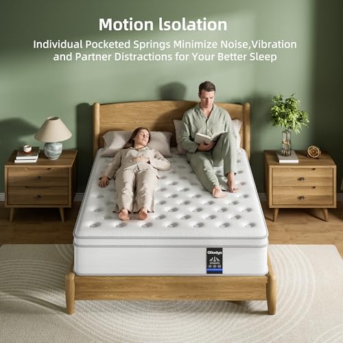 Full Size Mattress, 12 Inch Hybrid Matress with Memory Foam & Individual Pocket Springs,Fiberglass Free, Soft and Breathable, Medium Feel