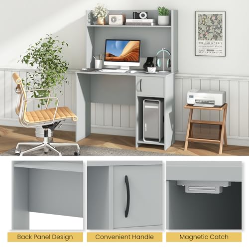 Computer Desk with Hutch, Home Office Desk with Adjustable Shelf, view 5