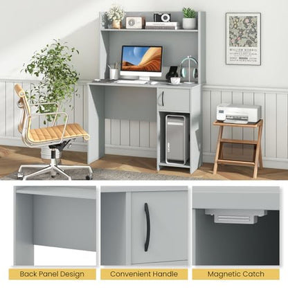 Computer Desk with Hutch, Home Office Desk with Adjustable Shelf, view 5