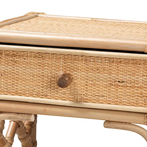 Camara Modern Bohemian Natural Rattan 1-Drawer Nightstand