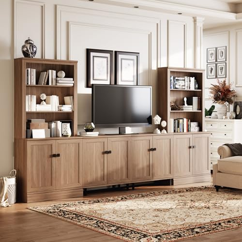 72 in Tall Bookshelf 5 Tier Bookcase with Adjustable Shelves, Oak Book Shelf with Storage Cabinet, Wood Freestanding Display Bookshelves for Home Office，Bedroom, Living Room