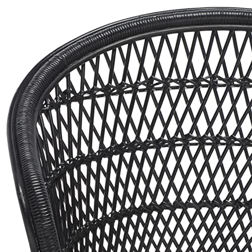 Home Collection – Iola Black & White Rattan Swivel Accent Chair, Fully Assembled Coastal Tub Chair with Cushion (SEA7043B)