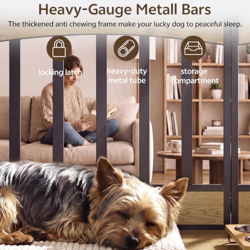 39.4" Dog Crate Furniture, Wooden Dog Cage for Small & Medium Dog, view 7